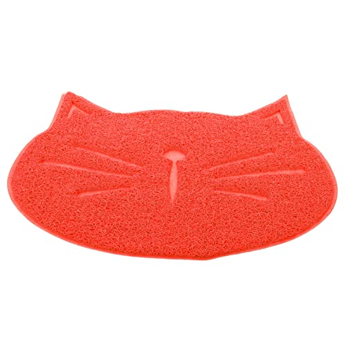 TOGEVAL Matte in Katzenform Haustier Indoor-hundematte rutschfeste Katzenmatte Waschbare Hundematten Katzennapfmatte Hundefutter Tischset Futternapf Für Katzen Hundefuttermatte Rot PVC von TOGEVAL