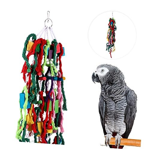 TOGEVAL Papagei nagt schaukeln Wobble Bird Toys Vogelkäfig Baumwollseil Spielzeug Vogel Papagei Schaukel Spielzeug Papagei Anhänger Spielzeug Hängespielzeug für Papageien hölzern Colorful von TOGEVAL