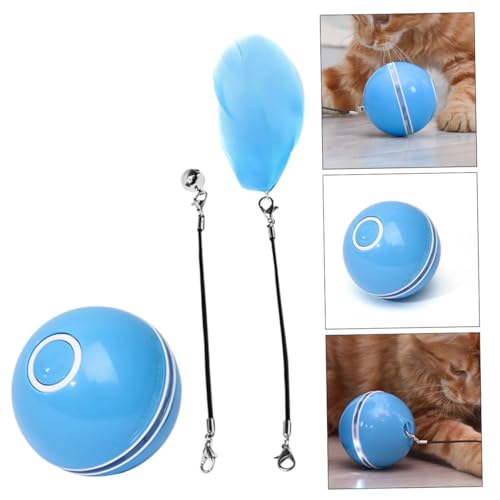 TOGEVAL Pet-Teaser-Ball interaktives Spielzeug Amusement Funny Toys cat Toy Katzen Spielzeug USB-Katze Teaser-Spielzeug Kauspielzeug Katze rollt Katze USB-Kugel Pet-Ball-Spielzeug Abs Blue von TOGEVAL