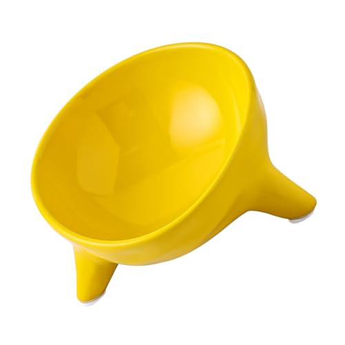 TOGEVAL Schräge Stativschale pet Food Container Dog Bowl Haustierfutterstation Hund wassernapf Nackenschutz Haustiernapf katzennäpfe Wasserschale aus Keramik Fressnapf für Haustiere Yellow von TOGEVAL