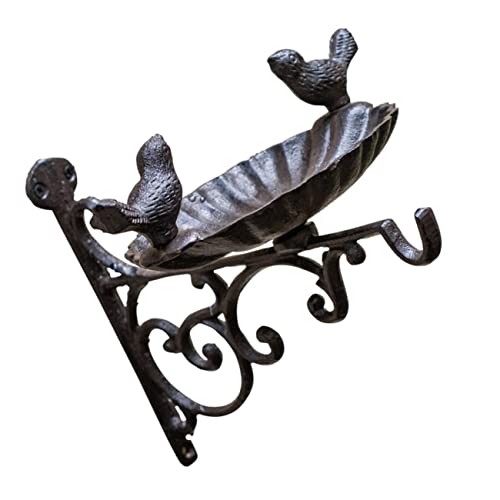 TOGEVAL Wandmontierter Vogelfutternapf deckenkorb Hanging Basket Vogelhäuschen gartenzubehör gartendekoration Geländer Aufhänger Talg Vogelfütterer Mini-Vogelbadschale Schmiedeeisen Brown von TOGEVAL