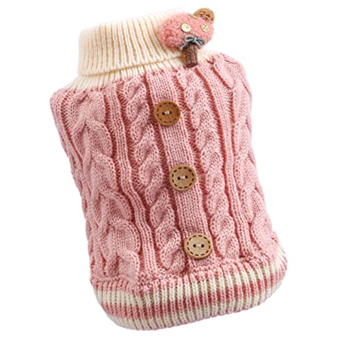 TOGEVAL Welpenweste Aus Baumwolle Entzückender Katzenpullover Winterkleidung Für Haustiere Herbst-Winter-welpenpullover Hund Wintermantel Hundepullover Für Große Hunde Kätzchen Rosa Stoff von TOGEVAL