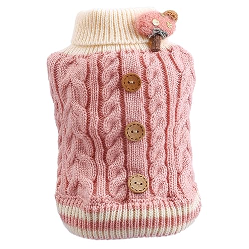 TOGEVAL Welpenweste Aus Baumwolle Hunde Züchten Haustier-welpen-Pullover Warme Kleidung Für Welpen Katzen-Hoodie Dackel Kleidung Katzenzubehör Hund Wintermantel Haustier Winter Rosa Stoff von TOGEVAL