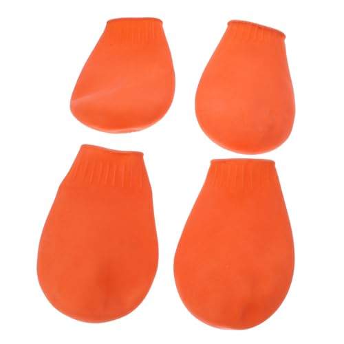 TOGEVAL wasserdichte Hundeschuhe Für Hunde Und Katzen rutschfeste Gummistiefel Für Outdoor Aktivitäten Langlebige Pfotenschutzschuhe Orange Größe M von TOGEVAL