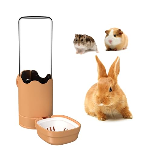 Automatischer Wasserspender Kaninchen 500ml Hasen Trinkflasche Hängend Meerschweinchen Trinkflasche Hamster Trinkflasche Für Kaninchen Meerschweinchen Hamster Chinchilla Frettchen (Orange, 500ml) von TOKAYIFE