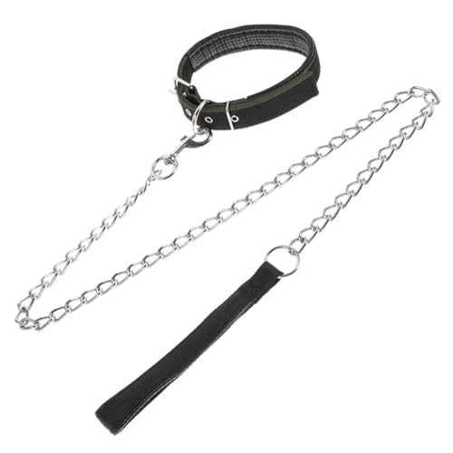 TOKIDNY 2 Stück Hundehalsband Set Langlebiges Haustierzubehör Mit Ziehender Eisenkette Schwarz L Für 75 30 Kg Haustiere von TOKIDNY