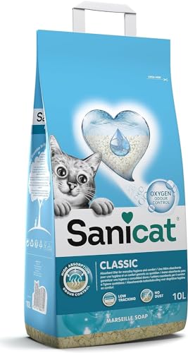 Sanicat – Classic-Katzenstreu mit Marseiller Seifenduft | Schnelle Absorption | Hochwertiges Produkt für die Hygiene Ihres Haustieres | Staubfrei | Packungsgröße 10 l von Sanicat