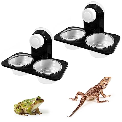 TONAUP 2 x Reptilien-Futternäpfe, Futter- und Wasserschale für Reptilien, Schildkröten, Schlangen, Gecko, Eidechse, Hamster, Chamäleon, Spinne (Saugnapf-Typ) von TONAUP