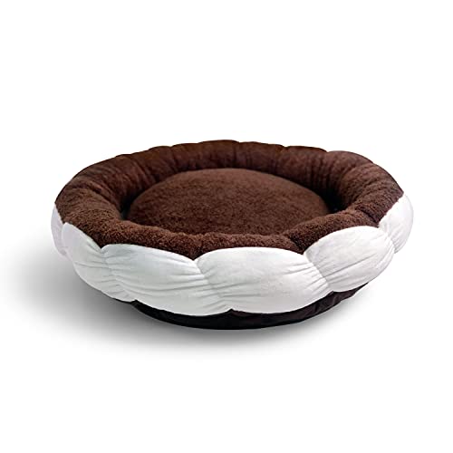 TONBO Kleines weiches Plüschbett, niedliches und gemütliches Hunde- und Katzenbett mit Lebensmittelmotiv, waschmaschinen- und trocknergeeignet (Cookies & Cream) von TONBO