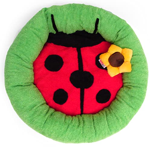 TONBO Weiches Plüschbett, klein, niedlich und gemütlich, für Hunde und Katzen, geeignet für Waschmaschine und Trockner (Ladybug) von TONBO