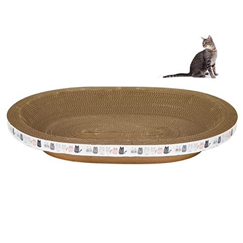 Abriebfeste Lounge-Katzenbetten, Katzenkratzer aus Wellpappe, ovaler langlebiger Schaber, Möbelschutz (Size : 53 * 37 * 8cm) von TONGDY