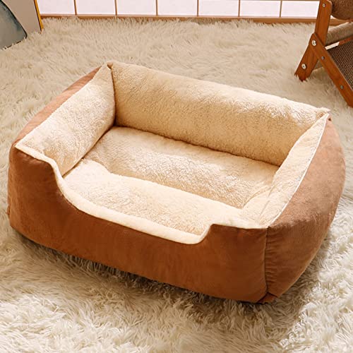 Katzenbett for Wohnungskatzen, 2-in-1-Katzenhäuser mit Rutschfester Unterseite, superweich, Vier Jahreszeiten waschbar, for Hunde und Katzen (Color : Brown, Size : 75 * 55cm) von TONGDY