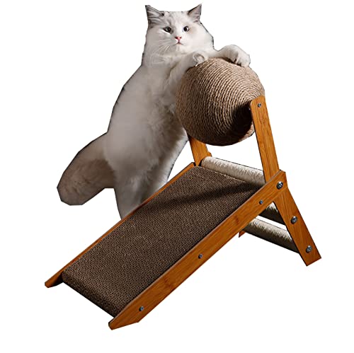 Katzenkratzunterlage mit rotierender Kugel, Triangle Cat Kitty Trainingsspielzeug, Katzenkratzmatte, Schützt Möbel (Size : 29 * 15 * 30cm) von TONGDY