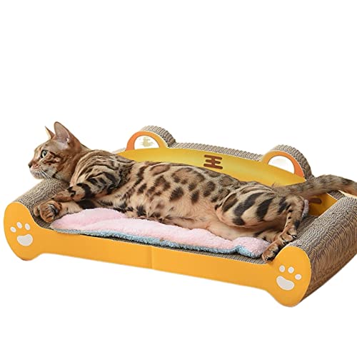 Strapazierfähiger und Stabiler Katzenkratzer aus Wellpappe, Katzen-Loungebett, Katzen for Ausruhen, Krallen Schleifen, wendbar (Size : 60 * 30 * 19cm) von TONGDY