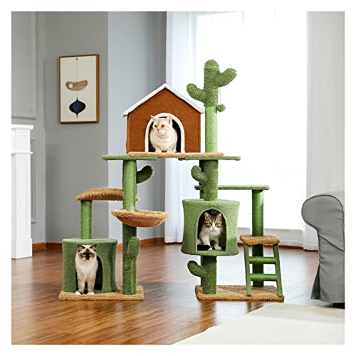 TONPOP 3-in-1-Kratzbaum-Kombination, Katzenturm mit Kratzbaum, niedliche Kaktus-Hausmöbel mit Condo Nest Pet Scratcher (D Talla ?nica) von TONPOP