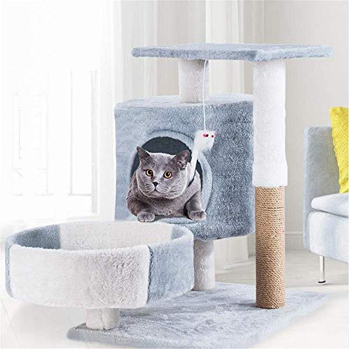 TONPOP Cat Apartments Winter-Katzennest Integriertes kleines Katzenspielzeug Massives Sisal Cat Villa Cat Klettergerüst Kratzbaumturm (Color : Grey, Size : 60x45x70cm) (Color : Grey, Size : von TONPOP