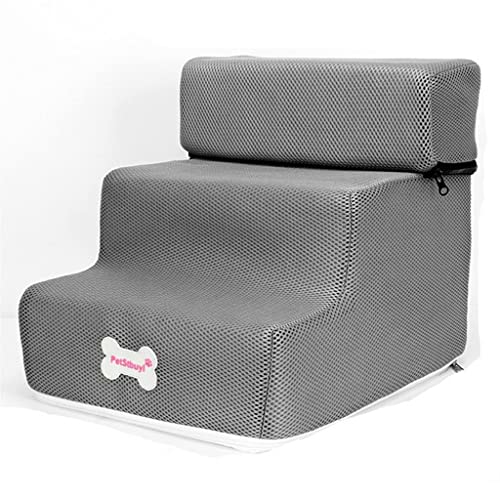 TONPOP Hundehütte Treppe Haustier 3 Stufen für kleine Katzen Rampe Leiter Anti-Rutsch Abnehmbare Hundebett Zubehör (Color : Argento, Size : Talla ?nica) (Argento Talla ?nica) von TONPOP