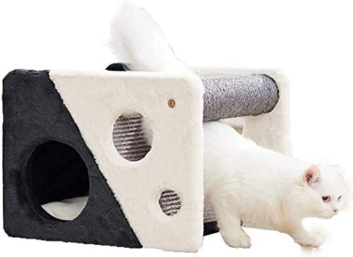 TONPOP Katzen-Klettergerüst Katzen-Klettergerüst Katzenhaus Komfortables Katzen-Aktivitätszentrum Spielzeug Vier Jahreszeiten Universal for Indoor Pet Bedding ture (Color : Grey) (Color : Gr von Tonpop