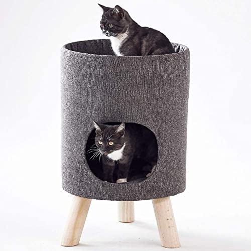 TONPOP Katzen-Klettergerüst Katzenhaus Hockerform Katzen-Klettergerüst Komfortables Katzenaktivitätszentrum Vier Jahreszeiten Universal-Kratzbaum-Haustierbettwäsche (Color : Grey) (Color von TONPOP