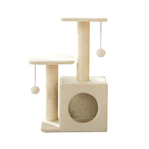 TONPOP Kratzbaum Kratzturm Baum Integriertes Katzenspringen Großes Katzenklettergerüst Katzennest Katzenplattform mit Sisalkratzbaum und bewohnbarem Hauskratzbaum Kätzchen g (Beige 50x von TONPOP