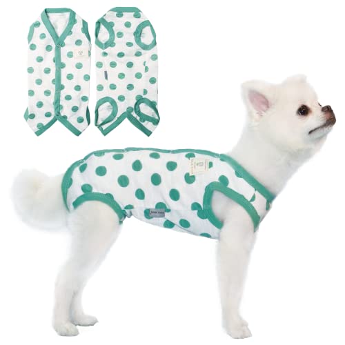 TONY HOBY Hundeschlafanzug, Sommer-Hunde-Overall, weicher, atmungsaktiver Hundeschlafanzug mit Tupfen (Dunkelgrün, XL) von TONY HOBY