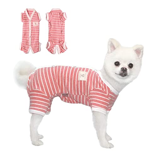 TONY HOBY Hundeshirt, Hundepyjamas Haustierkleidung Hundeoverall weich und atmungsaktiv für kleine mittlere große Hunde (Mädchen-Pink, L) von TONY HOBY