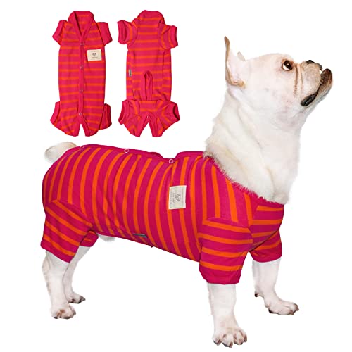 TONY HOBY Shirts für Hunde, Hundeschlafanzug mit Streifen und 4 Beinen Weiches und atmungsaktives Hunde-T-Shirt Hundekleidung für kleine, mittelgroße Hunde (Jungen-Rot, XS) von TONY HOBY