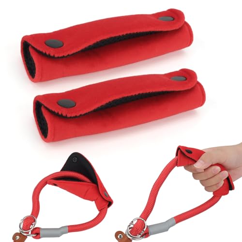 TONYFY 2PCS Grip Handle Sleeve - Weiche Hundeleine Wrap - Samt & Polyester Mesh Sorgen für bequemen Grip - Handle Sleeve Schutzpolster für Hundeleine/Tasche/Krücken/Gepäckstücke Griff (Rot) von TONYFY