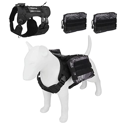 TONYFY Taktisches Hundegeschirr, Heavy Duty No-Pull Sicherheitsgeschirr, Atmungsaktiv Weich Laufgeschirre, Einstellbar mittlere & große Hunde Brustgeschirre für Draußen Training Wandern (A Satz, L) von TONYFY