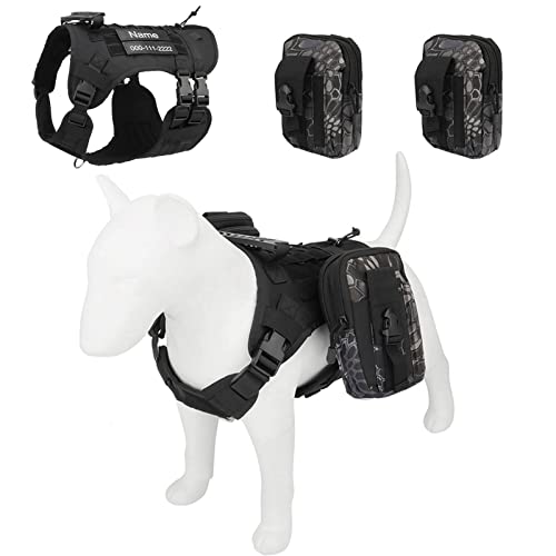 TONYFY Taktisches Hundegeschirr, Heavy Duty No-Pull Sicherheitsgeschirr, Atmungsaktiv Weich Laufgeschirre, Einstellbar mittlere & große Hunde Brustgeschirre für Draußen Training Wandern (B Satz, S) von TONYFY