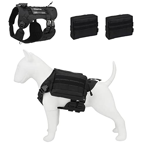 TONYFY Taktisches Hundegeschirr, Heavy Duty No-Pull Sicherheitsgeschirr, Atmungsaktiv Weich Laufgeschirre, Einstellbar mittlere & große Hunde Brustgeschirre für Draußen Training Wandern (D Satz, L) von TONYFY