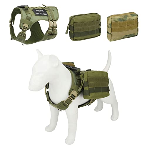 TONYFY Taktisches Hundegeschirr, Heavy Duty No-Pull Sicherheitsgeschirr, Atmungsaktiv Weich Laufgeschirre, Einstellbar mittlere & große Hunde Brustgeschirre für Draußen Training Wandern (Q Satz, L) von TONYFY