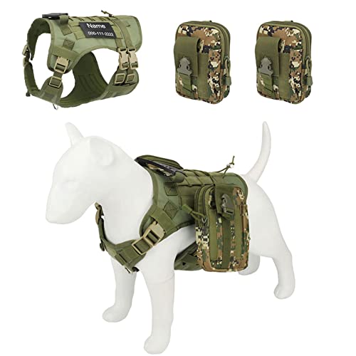 TONYFY Taktisches Hundegeschirr, Heavy Duty No-Pull Sicherheitsgeschirr, Atmungsaktiv Weich Laufgeschirre, Einstellbar mittlere & große Hunde Brustgeschirre für Draußen Training Wandern (X Satz, L) von TONYFY