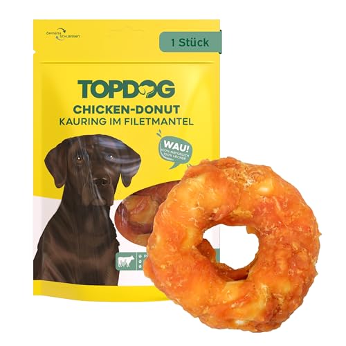 TOP Dog Chicken Donut für Hunde 1 Stück - langanhaltende Hunde Kausnacks - zuckerfreie Kauringe für Hunde ohne Zusatzstoffe - Das Hunde Donut Leckerli sorgt für eine geschmackvolle Zahnpflege von TOP DOG Heimtiernahrungs GmbH