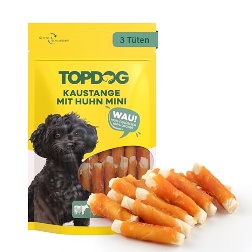 Topdog Kaustangen Hund klein im Hähnchenfiletmantel 3 x 70g - Mini Hunde Kaustangen mit Huhn - 100% natürlich - Für große und kleine Hunde - Idealer Hundesnack mit Geschmack und Pflege von TOP DOG Heimtiernahrungs GmbH