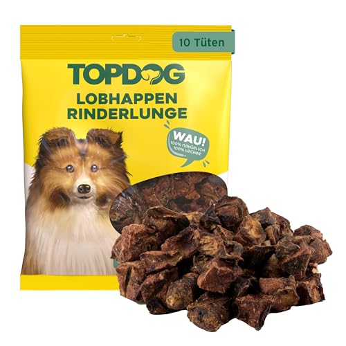 Topdog Rinderlunge für Hunde getrocknet 10 x 70g - Trainingsleckerli Hunde - Kleine Rinderlungenwürfel für Hunde - 100% natürlich, hergestellt in Schleswig-Holstein und fettarm von TOP DOG Heimtiernahrungs GmbH