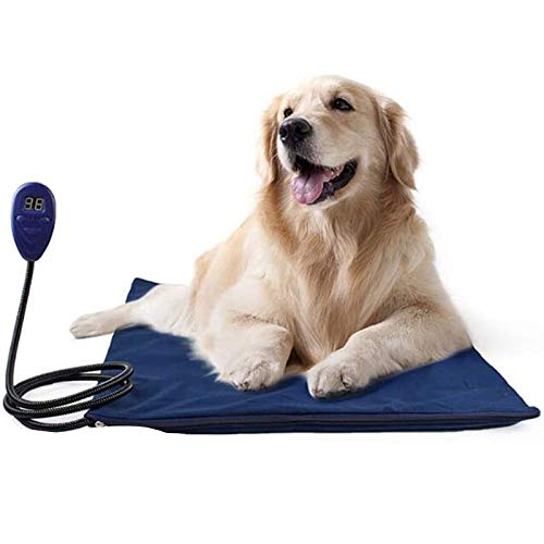 POWERTOOL Elektrischer Wärmer Haustier, Katze Heizdecke 30 x 40 cm Haustier Welpen Wärmematten Tier Heizkissen Elektrisch für Haustiere/Hund mit kaubeständigem Stahl ((Blau+UK)) von TOP-MAX