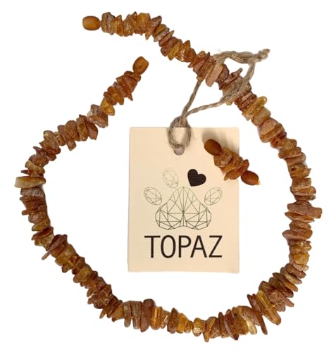 TOPAZ® Bernsteinkette Länge 50 cm + 3 cm Verlängerung incl. gegen Zecken und Flöhe Zeckenschutz Hund von TOPAZ