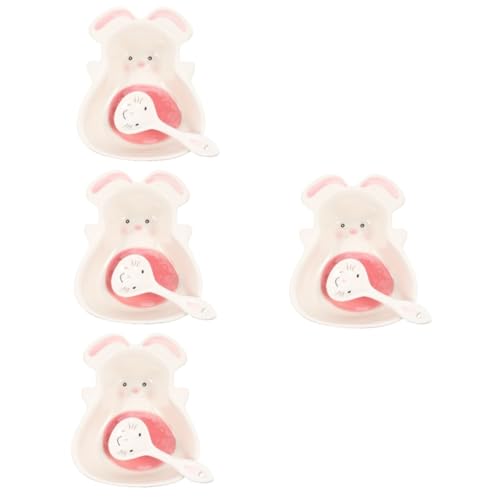 TOPBATHY 4 Stück Hasen Keramikschüssel Kaninchen Snack Hamsterfutter Schnüffelmatte Becher Behälter Für Futter Plüsch Leckereien Heustreu Panda Babyschüsselhalter von TOPBATHY