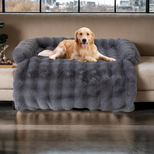 Topchances Flauschige Plüsch-Haustier-Couchbezüge für Sofa, Hundesofa, Bett-Matte, waschbarer Plüsch-Couchbezug für Hund, Möbelschutz, Haustier-Sofa-Matte, flauschiges Hunde-Couch-Bett mit von TOPCHANCES