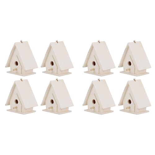 8 Stück Holz-Vogelhäuser, Garten-Vogelhaus, Mini-hängendes Hölzernes Vogelhaus, Käfignest, Vogelhaus-Zubehör, Kolibri-Haus für Outdoor-Dekoration von TOPINCN