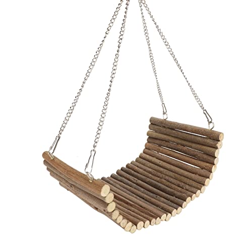 TOPINCN Kaninchen-Holzschaukel, Spielende Multifunktionale Holz-Hamster-Schaukel-Hängematte, Natürliche, Niedliche Ruheplattform, Großer Platz für Rennmäuse, Spatzen, für Hamster (15 * 35 cm) von TOPINCN