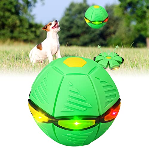 TOPJOWGA 2 in1 Ball und Frisbee, Haustier Spielzeug Frisbee Ball, Hundespielzeug Ball Leuchtspielzeug, Hund Spielzeug, Hund Frisbee Ball für Hunde und Kinder, Werfen und Spielen von TOPJOWGA