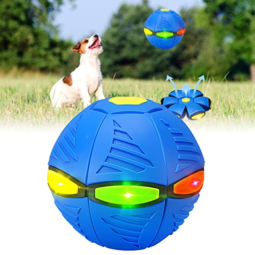 TOPJOWGA 2 in1 Ball und Frisbee, Haustier Spielzeug Frisbee Ball, Hundespielzeug Ball Leuchtspielzeug, Hund Spielzeug, Hund Frisbee Ball für Hunde und Kinder, Werfen und Spielen von TOPJOWGA