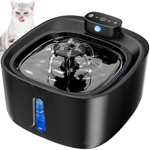 Trinkbrunnen für Katze, 3.2L 4000mAh Katzenbrunnen Kabellos für Katzen Trinkbrunnen Große Kapazität Katzentrinkbrunnen mit Bewegungsmelder Ultraleise Pumpe mit LED, Hochwertige Tiefenfilterung von TOPPLEE