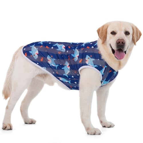 TOPSOSO Hunde T-Shirt Schnell Trocknend Atmungsaktiv Haustier Sommer Shirts Weich Masche Dehnbar Modisch mit Hai Bedrucktes Hunde-Shirt Kalt zum Anfassen Geeignet für Innen und Außen Großes Hunde 7XL von TOPSOSO