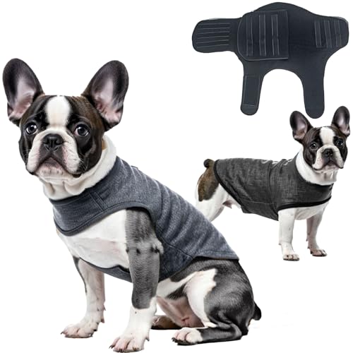 TOPSOSO Hunde-Angstjacke Leichtes Acrylgewebe Beruhigungswesten für Hunde Klettverschluss Lässt Sich Leicht Anbringen und Einstellen Anti-Angst Hundejacke Hundemantel für ängstliche Hunde Grau S von TOPSOSO