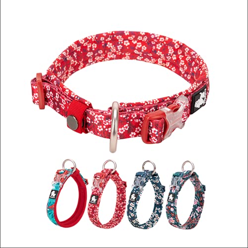 TOPSOSO Flower Puppy Collar Soft & Comfy 4 Parterns Verstellbares, haltbares Hundehalsband Blumendruck Small Medium Large Bequemes Hundehalsband für alle Rassen Mädchenwelpen von TOPSOSO