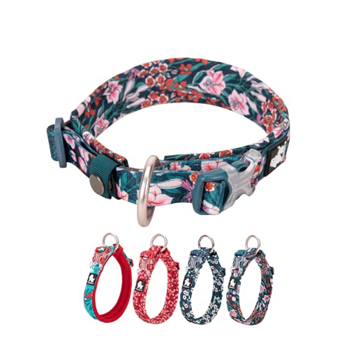 TOPSOSO Flower Puppy Collar Soft & Comfy 4 Parterns Verstellbares, haltbares Hundehalsband Blumendruck Small Medium Large Bequemes Hundehalsband für alle Rassen Mädchenwelpen von TOPSOSO