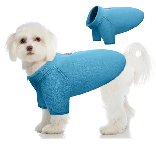 TOPSOSO Hunde-Fleeceweste Elastisch Bequem mit Ärmeln Hundepullover Weiche Wärme Hunde Winterweste Reißverschluss Reflektierender D-Ring Hunde-Sweatshirt Geeignet für Mittlere Katzen und Hunde(Blau L) von TOPSOSO